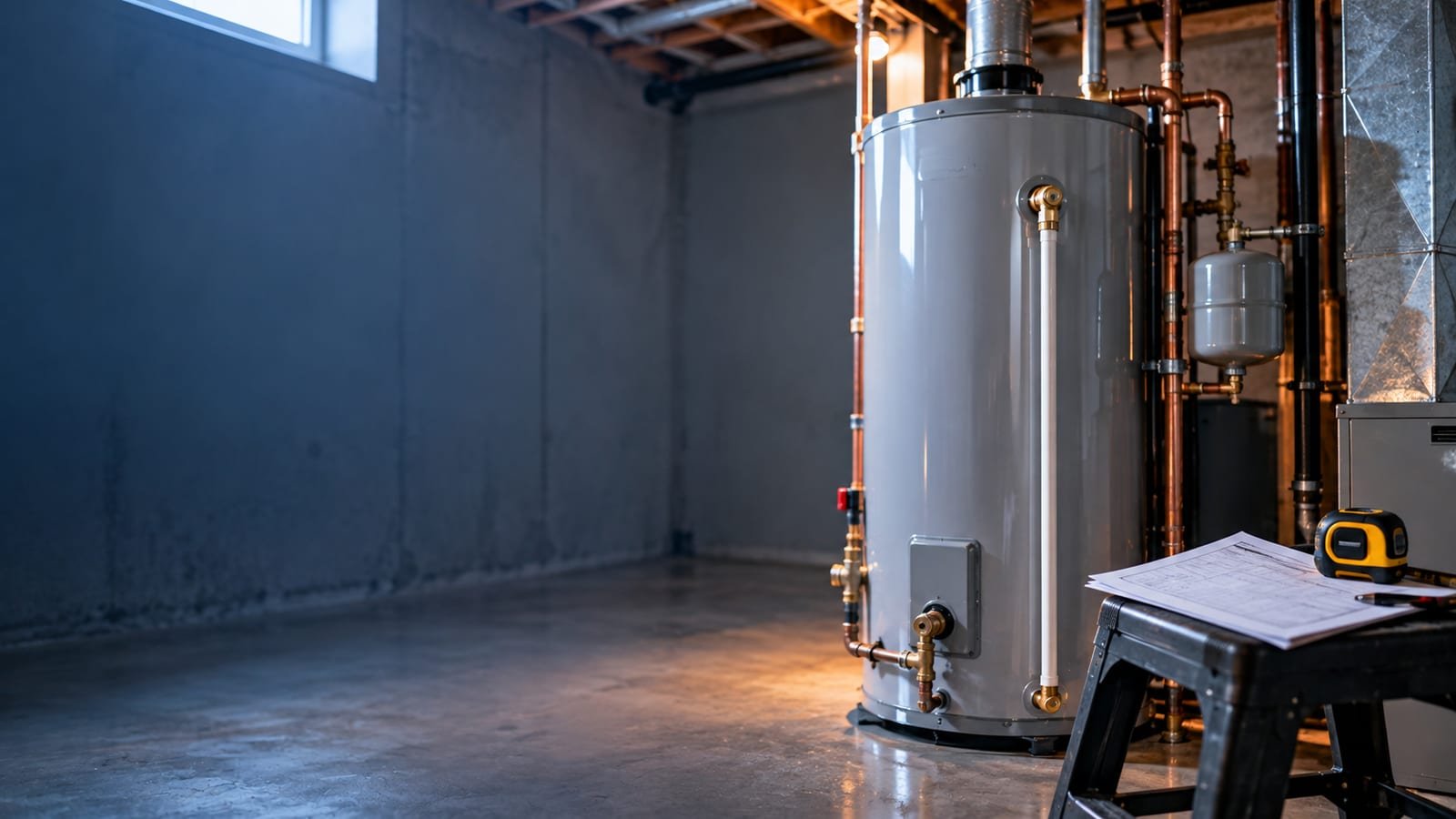New hot water tank installed with a written quote in a Calgary home