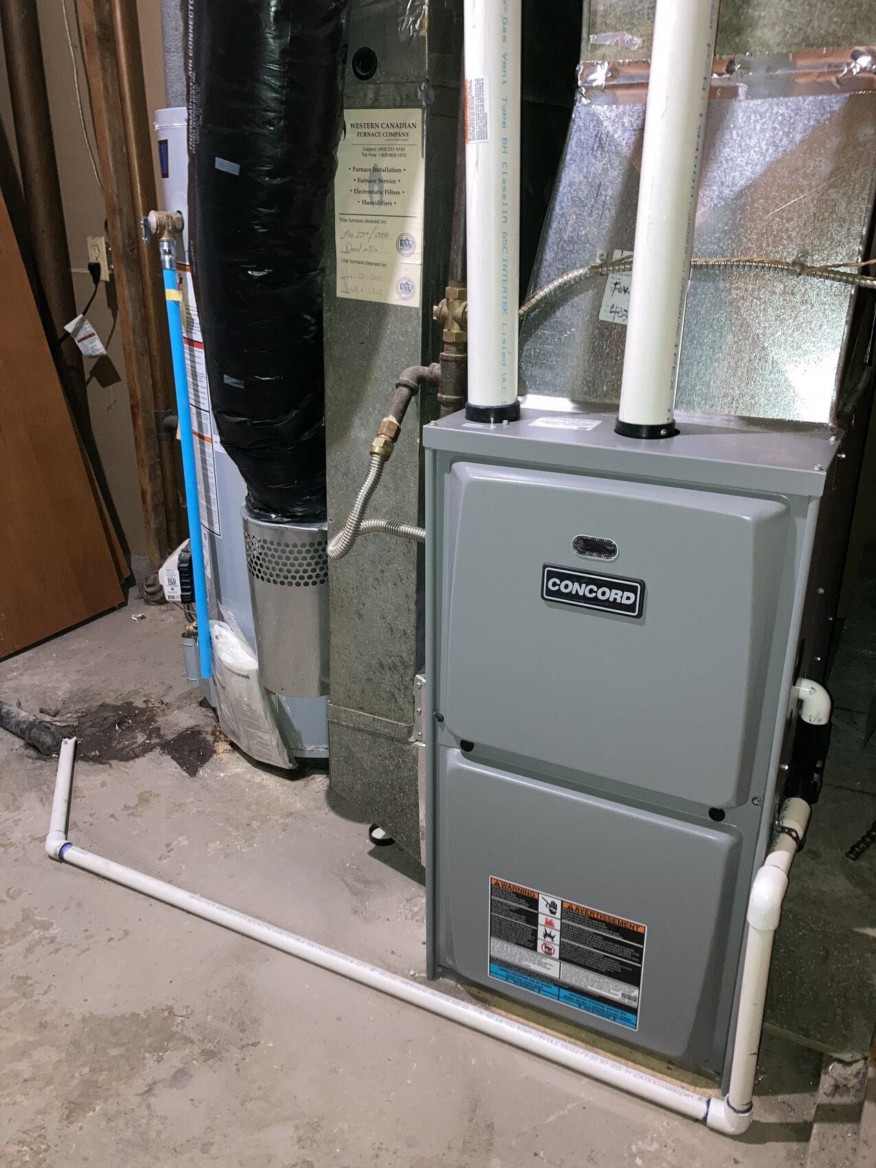 Furnace installation and repair service work in Calgary home